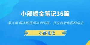 小部掘金笔记36篇第九篇解决短视频水印问题，打造自动化盈利站点