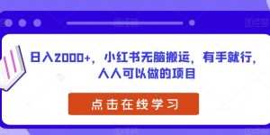 日入2000+，小红书无脑搬运，有手就行，人人可以做的项目