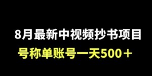 外面收费1980的中视频抄书项目，号称单日500+，小白福音（附工具＋教程）