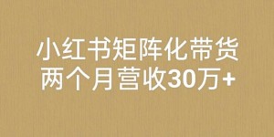 小红书矩阵化带货，两个月营收30万+