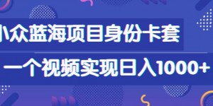 小众蓝海项目，身份卡套自带流量，一个视频实现日入1000+