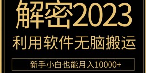 解密2023利用软件无脑搬运，新手小白也能月入10000+