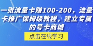 一张流量卡赚100-200，流量卡推广保姆级教程，建立专属的号卡商城