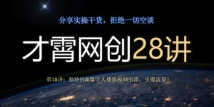 才霄网创28讲第18讲：独特的AI数字人播报视频引流，引爆流量！