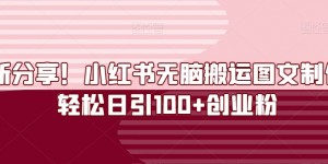 最新分享！小红书无脑搬运图文制作，轻松日引100+创业粉