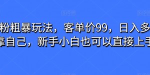 男粉粗暴玩法，客单价99，日入多少靠自己，新手小白也可以直接上手