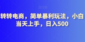 转转电商，简单暴利玩法，小白当天上手，日入500