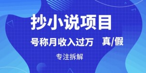 “抄小说”真的赚钱吗，到底能不能做，暴力拆解