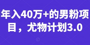 年入40万+的男粉项目，尤物计划3.0