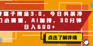 野路子捞金3.0，今日头条冷门小赛道，AI加持，30分钟日入600+