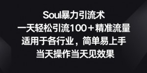 Soul暴力引流术，一天轻松引流100＋精准流量，适用于各行业，简单易上手