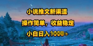小说推文新玩法，操作简单，收益稳定，很适合小白去做