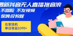 最新DY无人直播撸音浪，不用露脸、不用发视频，在家挂机就能单日收益数张保姆及教程