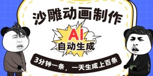 AI制作沙雕动画，一键自动生成，一天可以生成上百条，多种变现方式，新手小白也能月入1w