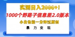 2025抖音1000个野路子信息差最新玩法，一分钟过原创，暴力变现月入几k