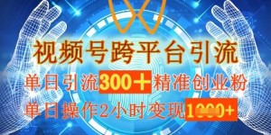 视频号跨平台引流，单日操作2小时，单日引流300+精准创业粉，单日变现数张