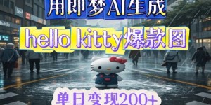 用即梦AI生成Hello Kitty爆款图，单日变现2张