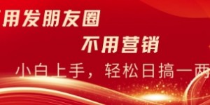 不用发朋友，不用销售，不用频繁加好友，每天15分钟，日入一两百