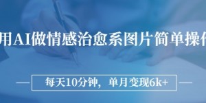 用AI做情感治愈系图片，简单操作，每天10分钟，单月变现6k+