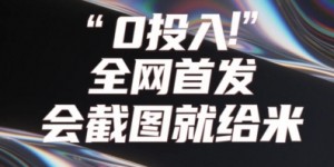 0投入，全网首发，会截图就给米，用户亲测有效，赶紧撸