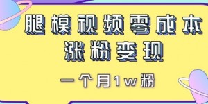 腿模视频，零成本涨粉变现，一个月1w粉