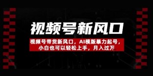 视频号带货新风口，AI模版暴力起号，小白也可以轻松上手，月入过W
