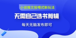 小说推文视频投喂新玩法：无需自己选书剪辑，领取视频发布即可，可批量操作