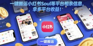 一键搬运小红书Soul等平台相亲信息，拿多平台收益!