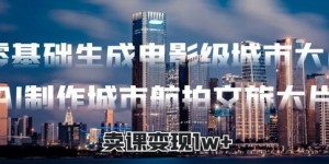 零基础生成电影级城市大片，AI制作城市航拍文旅大片，卖课变现1w+