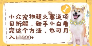 小众宠物超火赛道项目拆解，新手小白看完这个方法，也可月入过w