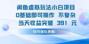 闲鱼虚拟玩法【小白项目】0基础即可操作 当天收益突破3张+