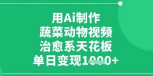 用ai制作蔬菜动物视频，治愈天花板，单日变现多张