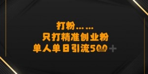 打粉只打精准创业粉，单人单日引流500+