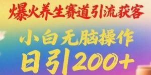 爆火养生赛道引流获客，小白无脑操作，日引200+