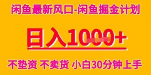 闲鱼最新风口-闲鱼掘金计划，日入多张，不垫资不卖货，小白30分钟上手