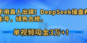 不用真人出镜！DeepSeek操盘养生号，绿色合规，单视频吸金3W+!