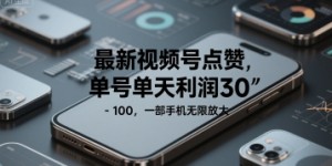 最新视频号点赞，单号单天利润30-1张， 一部手机无限放大