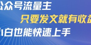 公众号流量主，只要发文就有收益，小白也能快速上手
