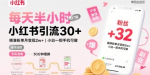每天半小时小红书引流30+，精准粉单月变现2w+，小白新手一部手机可做，今天5分钟硬核实操