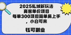 2025私域新玩法高客单价，每单3张操作简单，小白可轻松上手