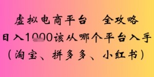 虚拟电商平台全攻略日入多张该从哪个平台入手