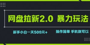 网盘拉新2.0暴力玩法，新手小白一天轻松5张，操作简单