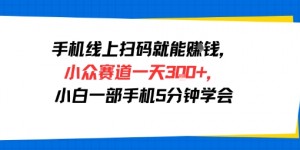 手机线上扫码就能挣钱，小众赛道一天3张+，小白一部手机5分钟学会