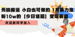 无脑搬运 小白也可做的 1月暴力涨粉10w的【今日话题】变现赛道
