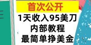最简单挣美金项目，0门槛，1天收入95美刀，首次公开，全程(揭秘)