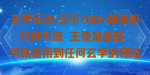 玄学玩法：日引100+精准粉只讲引流主要是思路可以套用到任何玄学的领域
