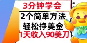 2个简单方法，轻松挣美刀，1天收入90美刀，3分钟学会，长久被动收入