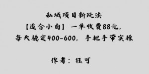 私域项目新玩法【适合小白】一单收费88米，每天稳定几张，手把手带实操