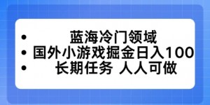 蓝海冷门领域，国外小游戏掘金日入100，长期任务人人可做【揭秘】