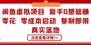 闲鱼虚拟项目，新手0基础賺零花，零成本启动，复制即用，真实落地